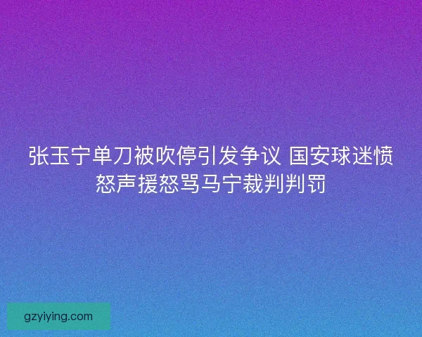张玉宁单刀被吹停引发争议 国安球迷愤怒声援怒骂马宁裁判判罚